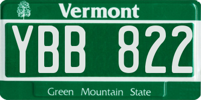 VT license plate YBB822