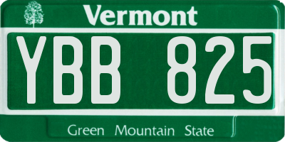 VT license plate YBB825