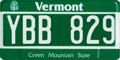 VT license plate YBB829