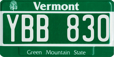 VT license plate YBB830