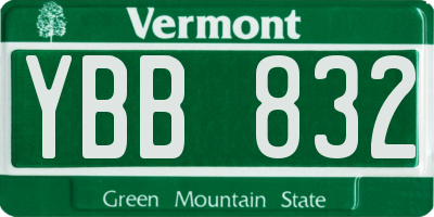 VT license plate YBB832
