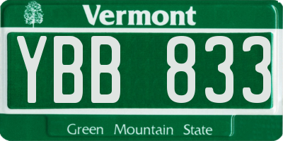 VT license plate YBB833