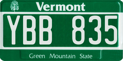 VT license plate YBB835