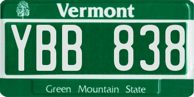 VT license plate YBB838