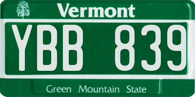 VT license plate YBB839
