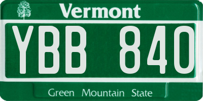 VT license plate YBB840