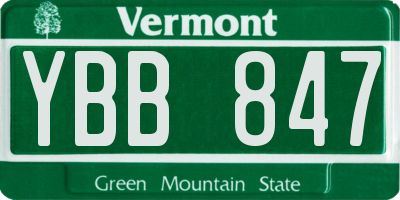 VT license plate YBB847