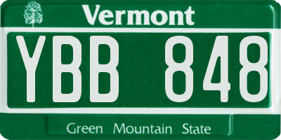 VT license plate YBB848