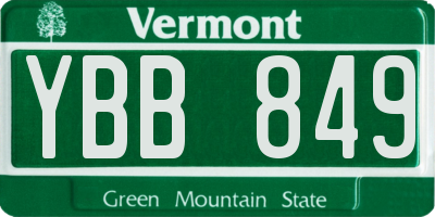 VT license plate YBB849