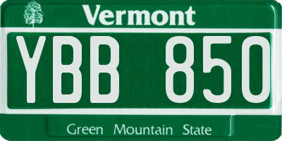 VT license plate YBB850