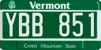 VT license plate YBB851