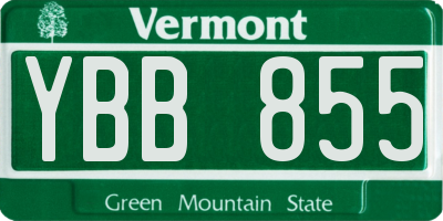 VT license plate YBB855