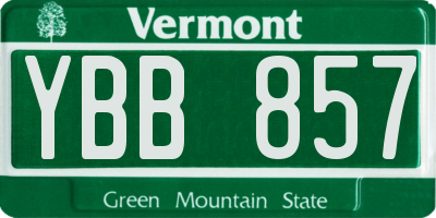 VT license plate YBB857