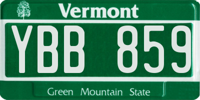 VT license plate YBB859