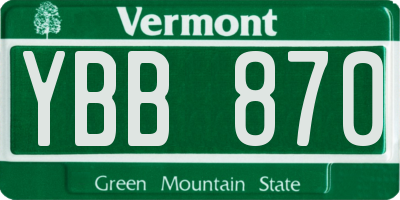 VT license plate YBB870