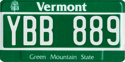 VT license plate YBB889