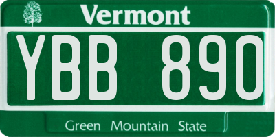 VT license plate YBB890