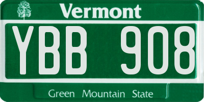 VT license plate YBB908
