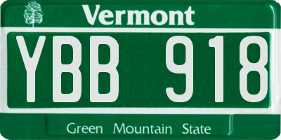 VT license plate YBB918