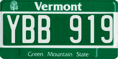 VT license plate YBB919