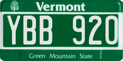 VT license plate YBB920