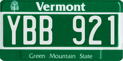 VT license plate YBB921