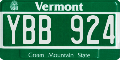 VT license plate YBB924