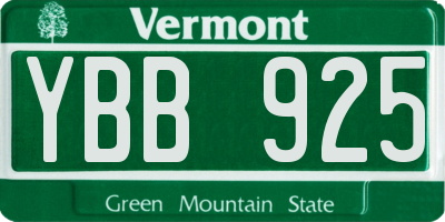 VT license plate YBB925