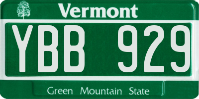VT license plate YBB929