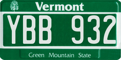 VT license plate YBB932