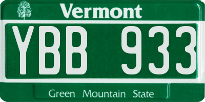 VT license plate YBB933