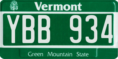 VT license plate YBB934