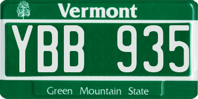 VT license plate YBB935