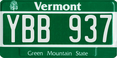 VT license plate YBB937