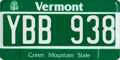 VT license plate YBB938