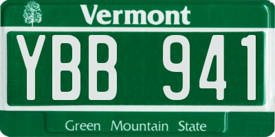 VT license plate YBB941