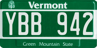 VT license plate YBB942