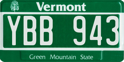 VT license plate YBB943