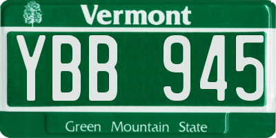 VT license plate YBB945