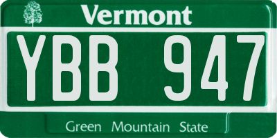 VT license plate YBB947
