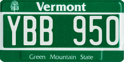 VT license plate YBB950