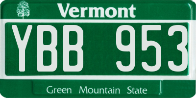 VT license plate YBB953