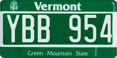 VT license plate YBB954
