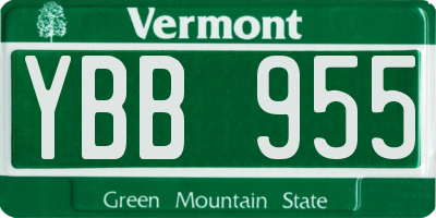 VT license plate YBB955