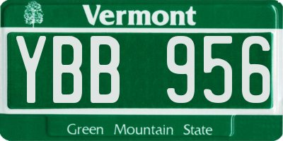 VT license plate YBB956