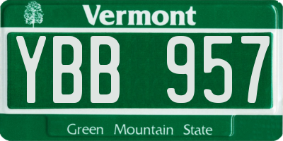 VT license plate YBB957
