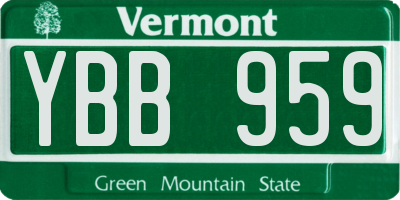 VT license plate YBB959