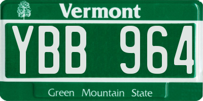 VT license plate YBB964