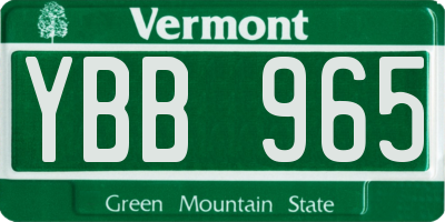 VT license plate YBB965