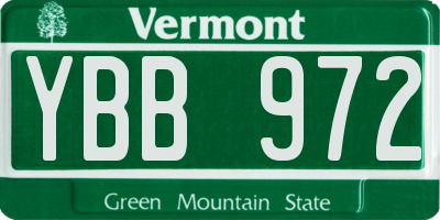 VT license plate YBB972